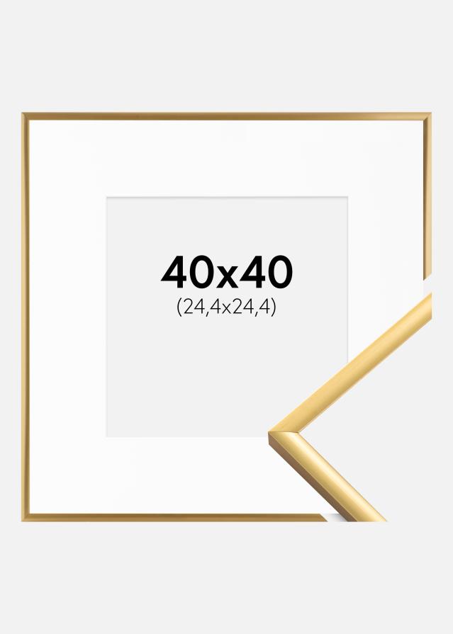 Ram med passepartou Fotolijst New Lifestyle Shiny Gold 40x40 cm - Passe-partout Wit 10x10