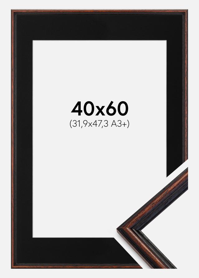 Ram med passepartou Fotolijst Horndal Walnoot 40x60 cm - Passe-partout Zwart 32,9x48,3 cm