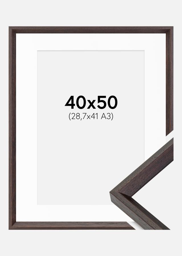 Ram med passepartou Fotolijst Globe Espresso 40x50 cm - Passe-partout Wit 29,7x42 cm (A3)