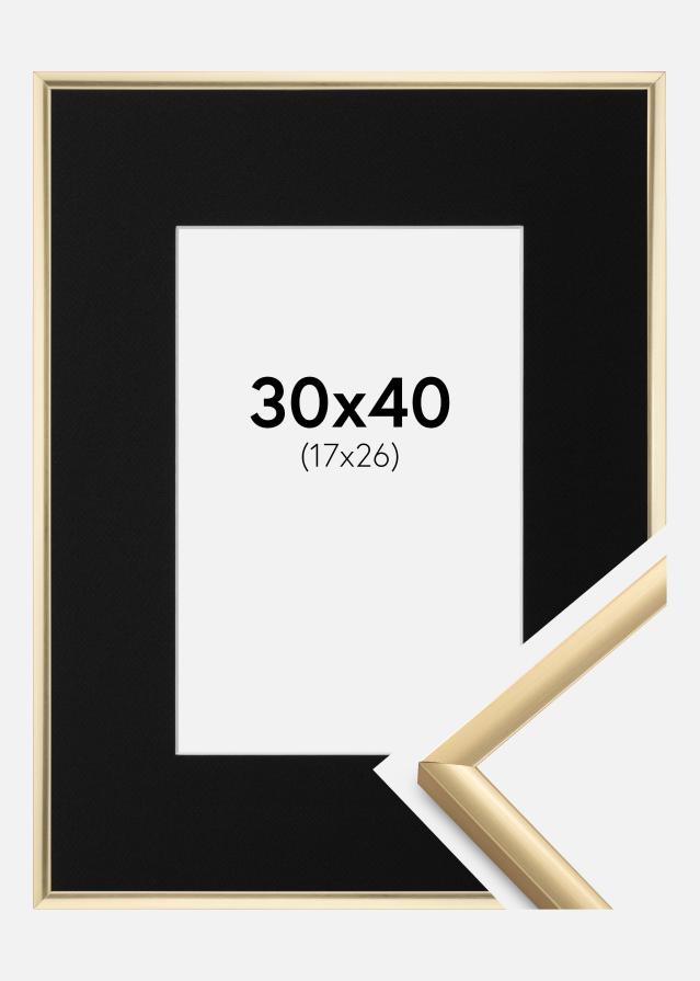 Ram med passepartou Fotolijst New Lifestyle Goud 30x40 cm - Passe-partout Zwart 18x27 cm