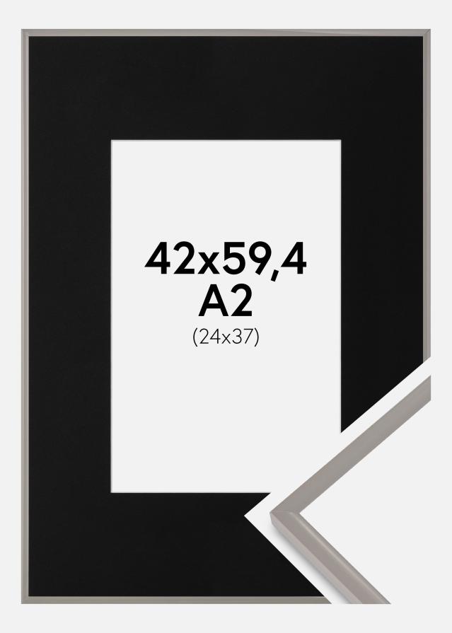 Ram med passepartou Fotolijst New Lifestyle Earth Grey 42x59,4 cm (A2) - Passe-partout Zwart