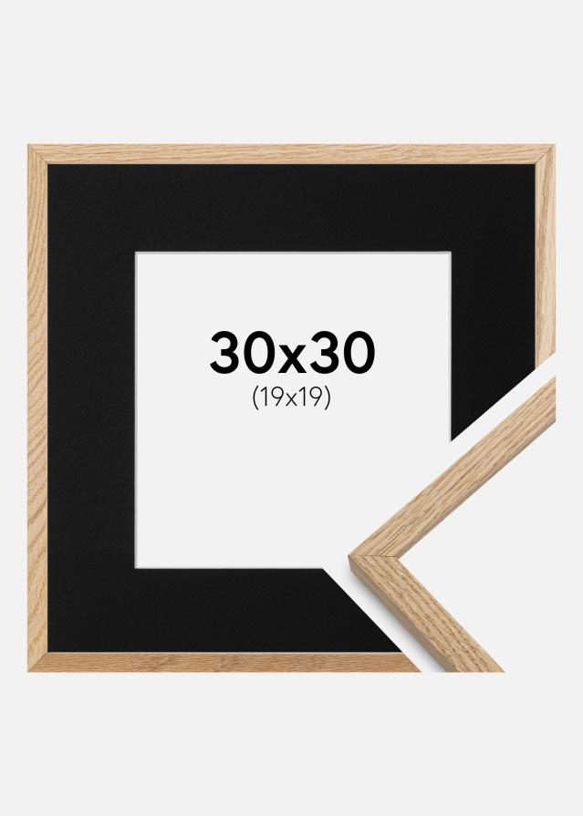 Ram med passepartou Fotolijst Oslo Eiken 30x30 cm - Passe-partout Zwart 20x20 cm