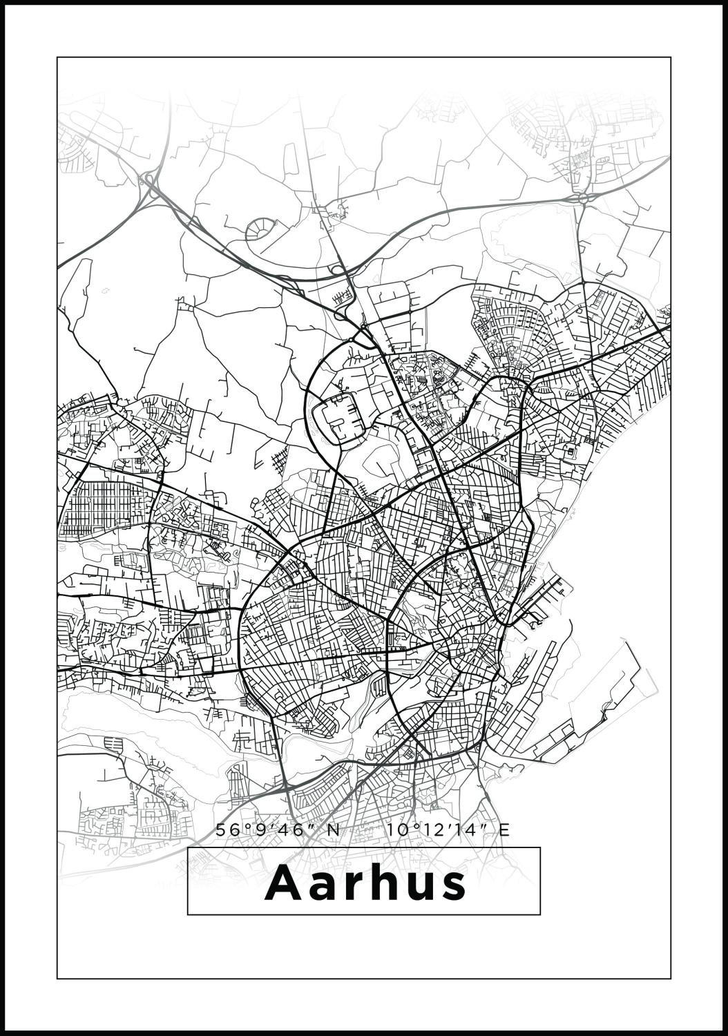 Product Image for Map - Aarhus - White Poster (70x100 cm)