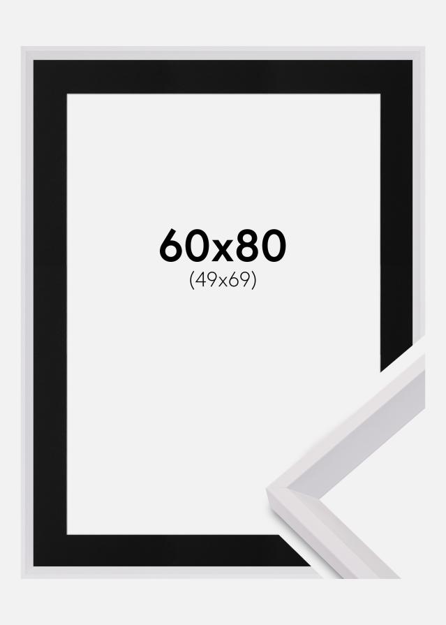Ram med passepartou Fotolijst Globe Wit 60x80 cm - Passe-partout Zwart 50x70 cm