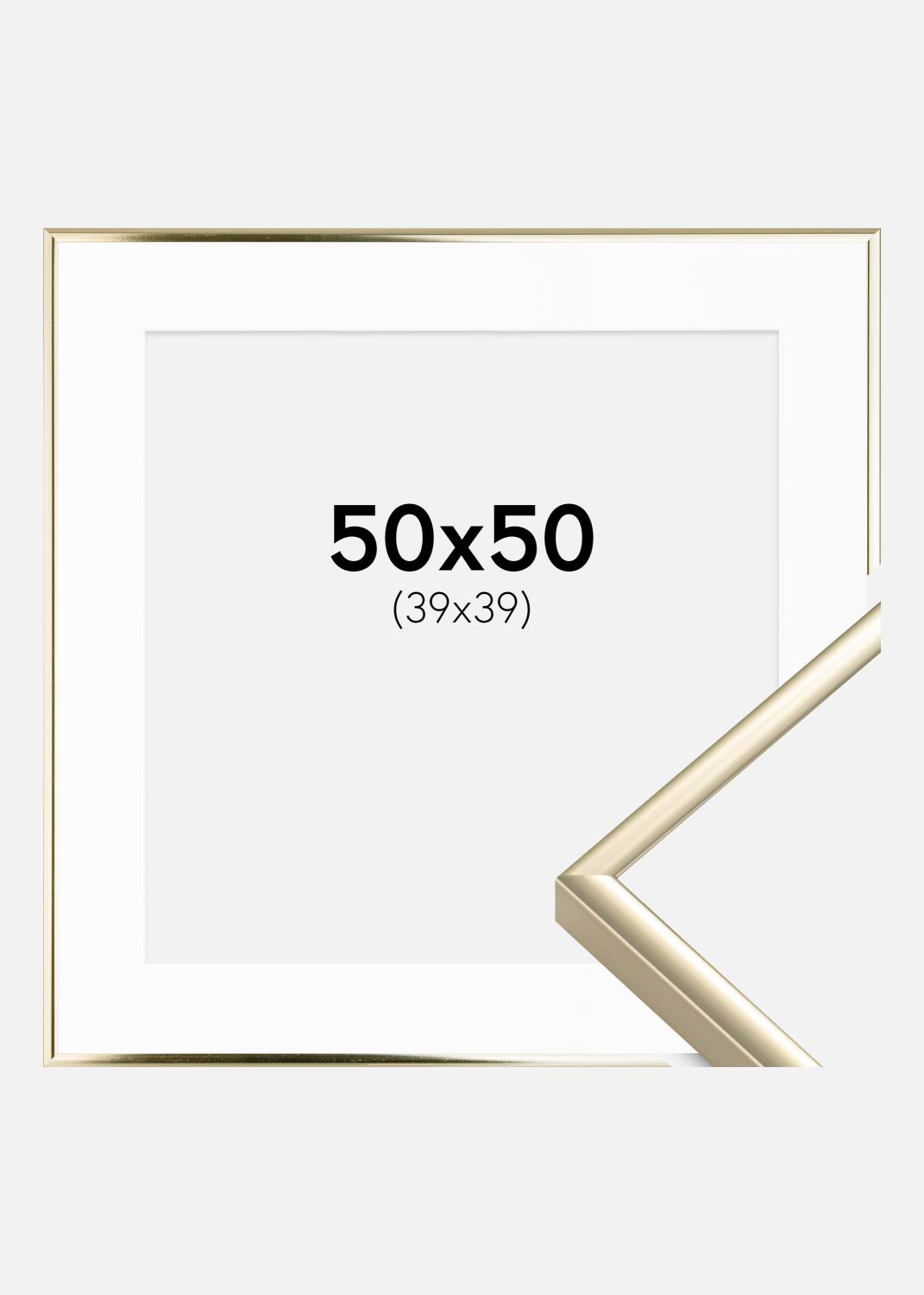 Product Image for Fotolijst Aluminium Glanzend Goud 50x50 cm - Passe-partout Wit 40x40 cm