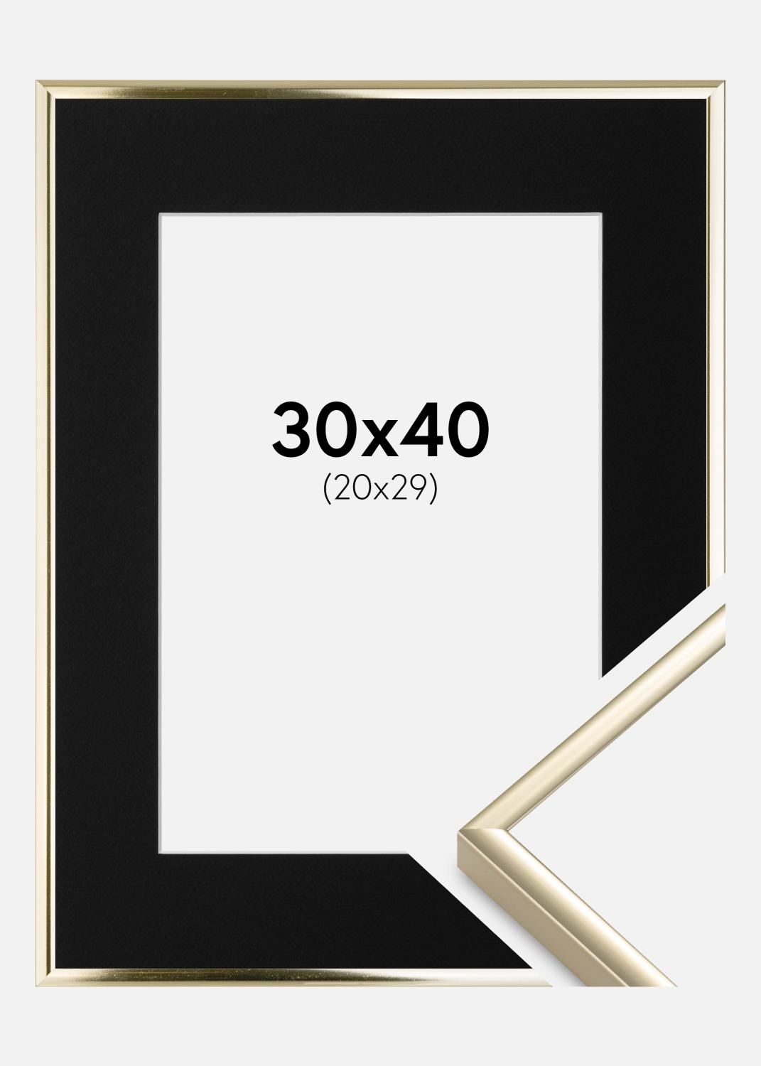 Product Image for Fotolijst Aluminium Glanzend Goud 30x40 cm - Passe-partout Zwart 21x30 cm