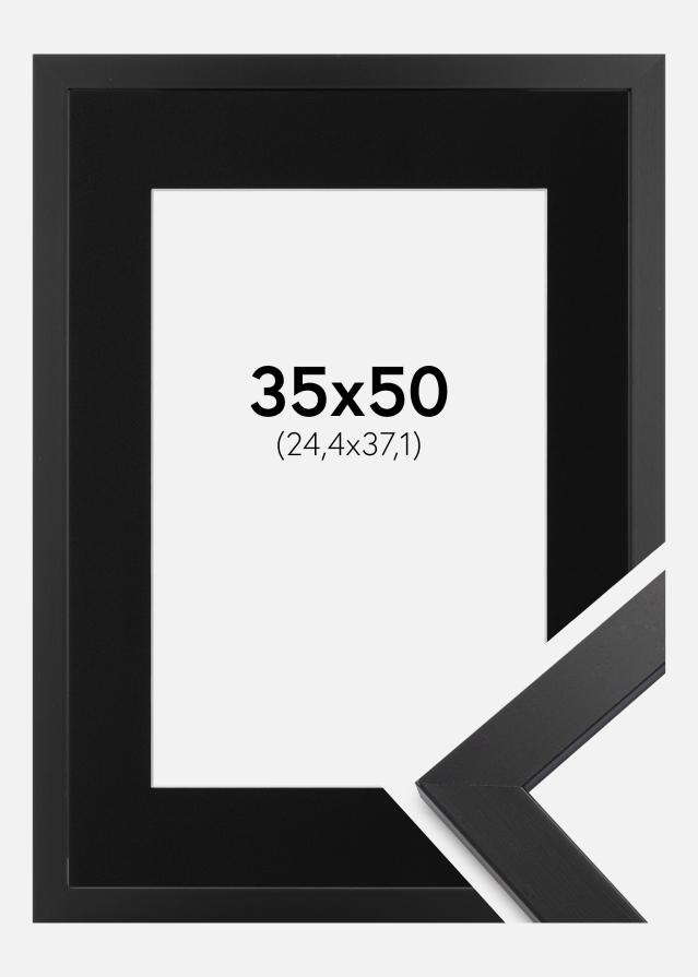 Ram med passepartou Fotolijst Black Wood 35x50 cm - Passe-partout Zwart 10x15 inches