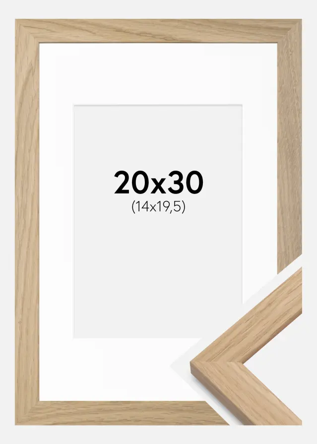 Ram med passepartou Fotolijst Oak Wood 20x30 cm - Passe-partout Wit 15x21 cm (A5)