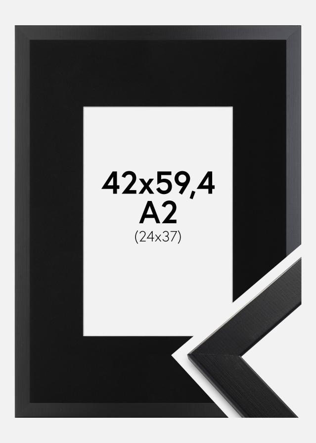 Ram med passepartou Fotolijst Trendline Zwart 42x59,4 cm (A2) - Passe-partout Zwart 25x38 cm