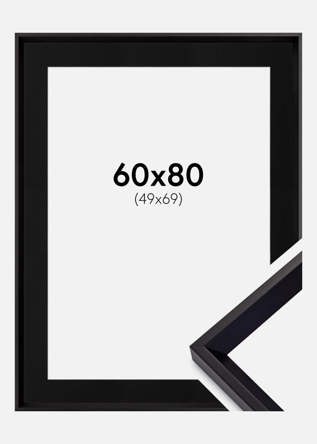 Ram med passepartou Fotolijst Globe Zwart 60x80 cm - Passe-partout Zwart 50x70 cm
