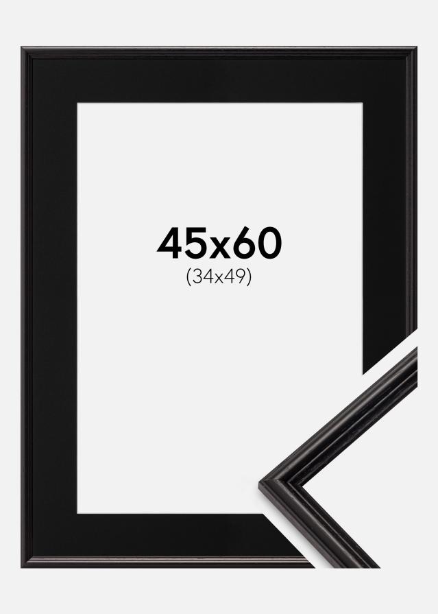 Ram med passepartou Fotolijst Horndal Zwart 45x60 cm - Passe-partout Zwart 35x50 cm