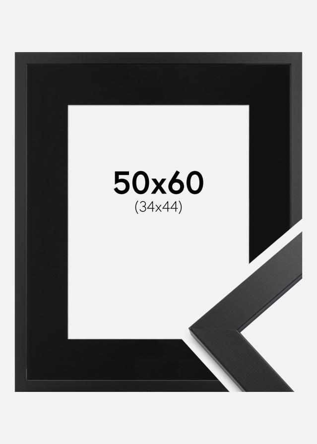 Ram med passepartou Fotolijst Black Wood 50x60 cm - Passe-partout Zwart 35x45 cm