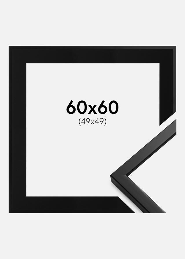 Ram med passepartou Fotolijst Oslo Zwart 60x60 cm - Passe-partout Zwart 50x50 cm