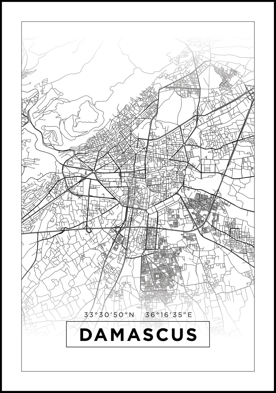 Product Image for Map - Damascus - White Poster (40x50 cm)