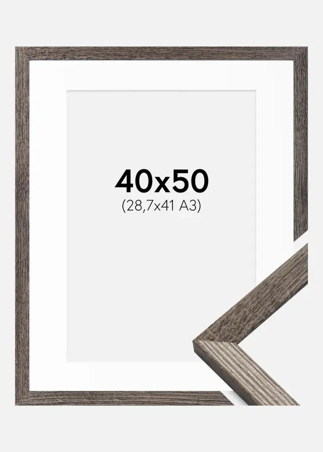 Ram med passepartou Fotolijst Fiorito Walnoot 40x50 cm - Passe-partout Wit 29,7x42 cm (A3)