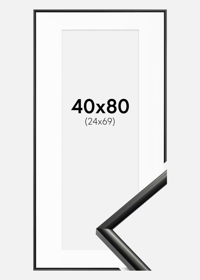 Ram med passepartou Fotolijst New Lifestyle Zwart 40x80 cm - Passe-partout Wit 25x70 cm