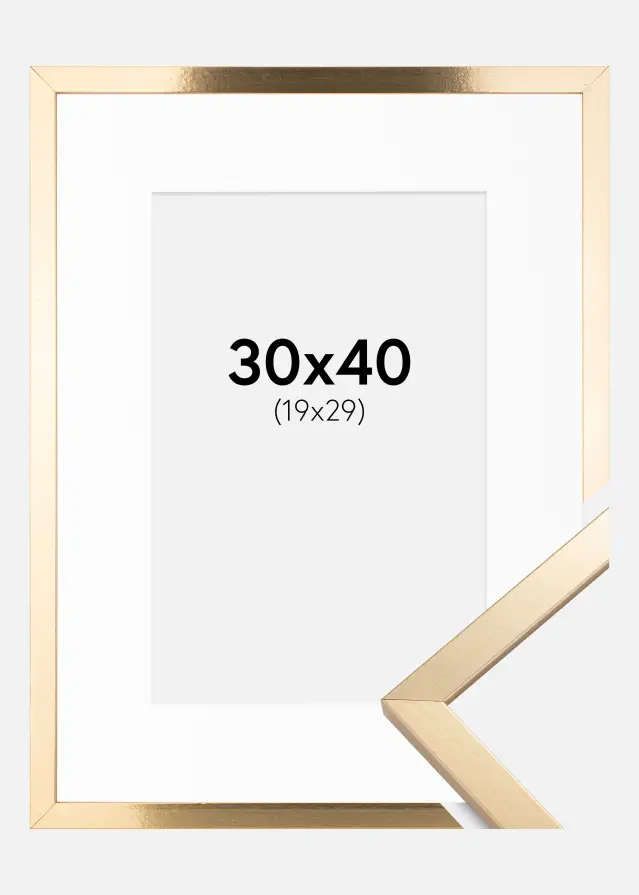 Ram med passepartou Fotolijst Trendy Goud 30x40 cm - Passe-partout Wit 20x30 cm
