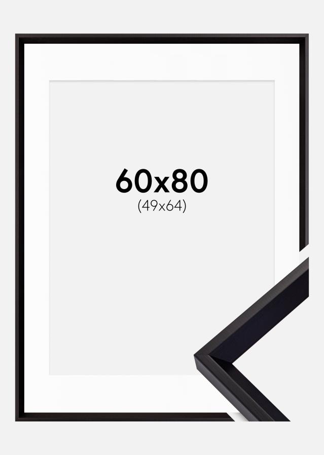 Ram med passepartou Fotolijst Globe Zwart 60x80 cm - Passe-partout Wit 50x65 cm