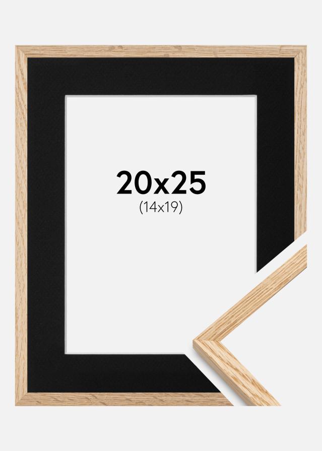 Ram med passepartou Fotolijst Smal Eikenhout 20x25 cm - Passe-partout Zwart 15x20 cm