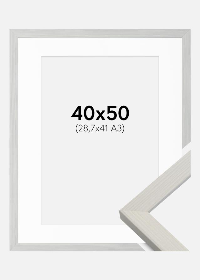 Ram med passepartou Fotolijst Fiorito Wit 40x50 cm - Passe-partout Wit 29,7x42 cm (A3)
