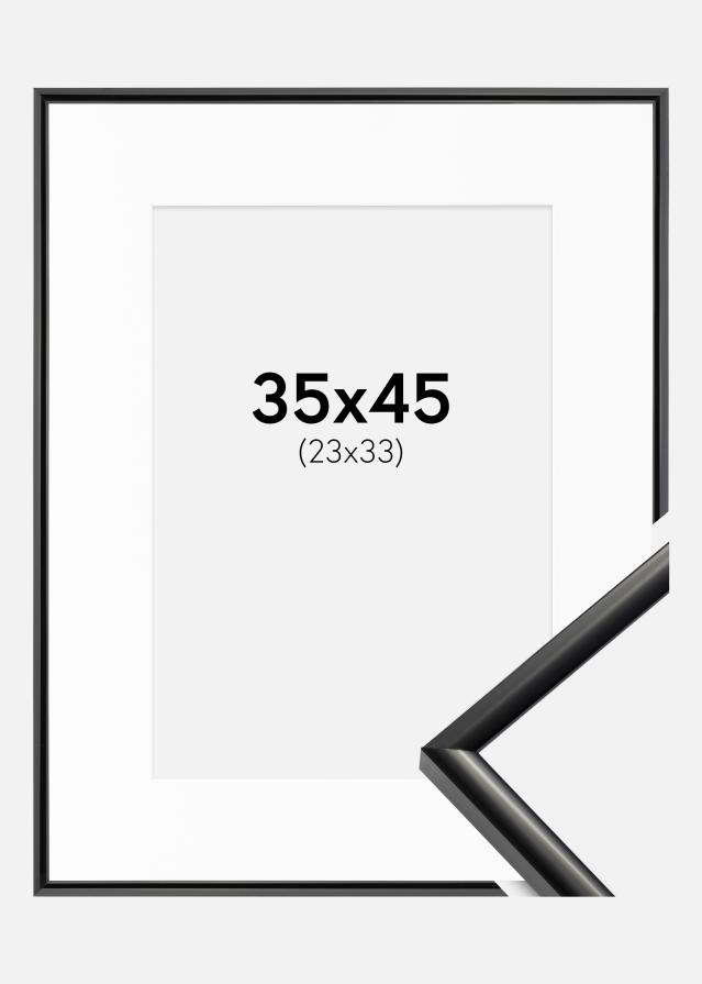 Ram med passepartou Fotolijst New Lifestyle Zwart 35x45 cm - Passe-partout Wit 24x34 cm