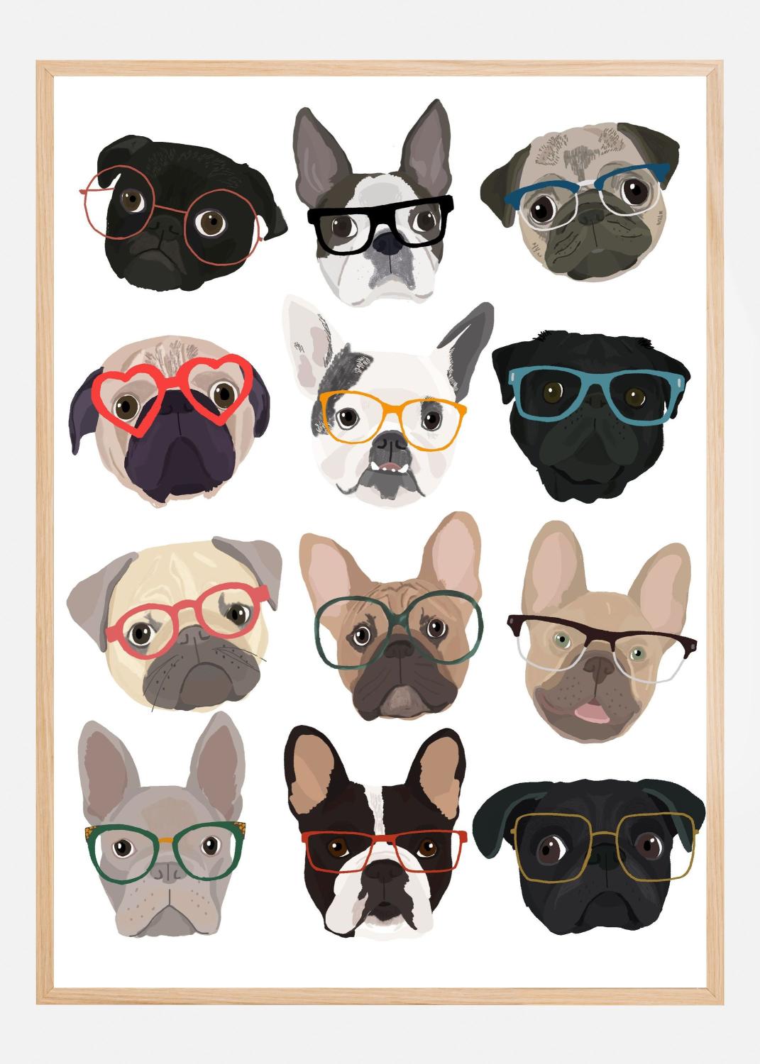 Product Image for Pugs In Glasses Poster (70x100 cm)