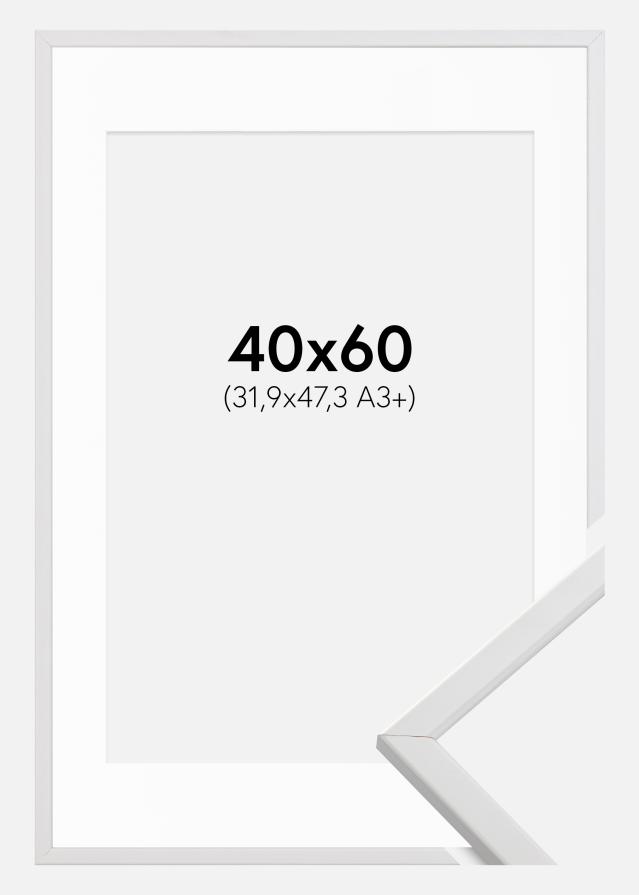 Ram med passepartou Fotolijst Galant Wit 40x60 cm - Passe-partout Wit 32,9x48,3 cm (A3+)