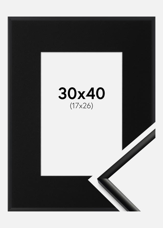 Ram med passepartou Fotolijst New Lifestyle Mat Zwart 30x40 cm - Passe-partout Zwart 18x27 cm