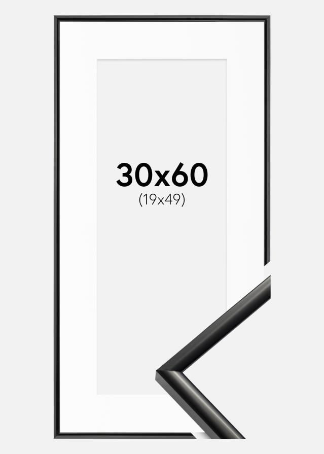 Ram med passepartou Fotolijst New Lifestyle Zwart 30x60 cm - Passe-partout Wit 20x50 cm