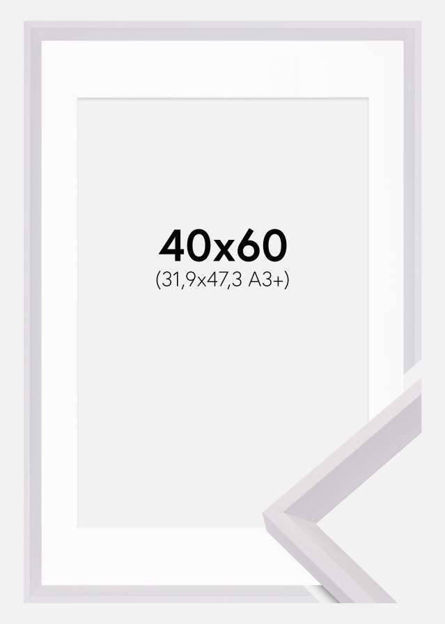 Ram med passepartou Fotolijst Globe Wit 40x60 cm - Passe-partout Wit 32,9x48,3 cm (A3+)