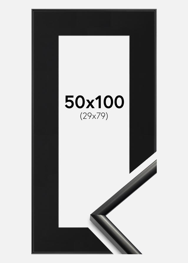 Ram med passepartou Fotolijst New Lifestyle Zwart 50x100 cm - Passe-partout Zwart 30x80 cm