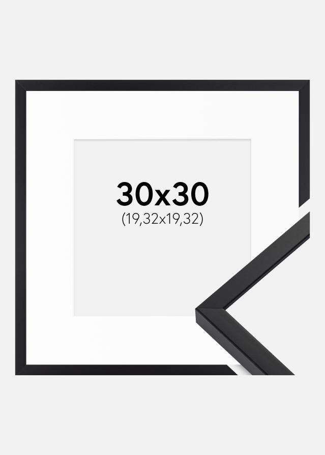 Ram med passepartou Fotolijst E-Line Zwart 30x30 cm - Passe-partout Wit 8x8 inches