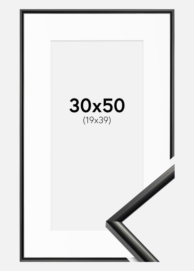 Ram med passepartou Fotolijst New Lifestyle Zwart 30x50 cm - Passe-partout Wit 20x40 cm