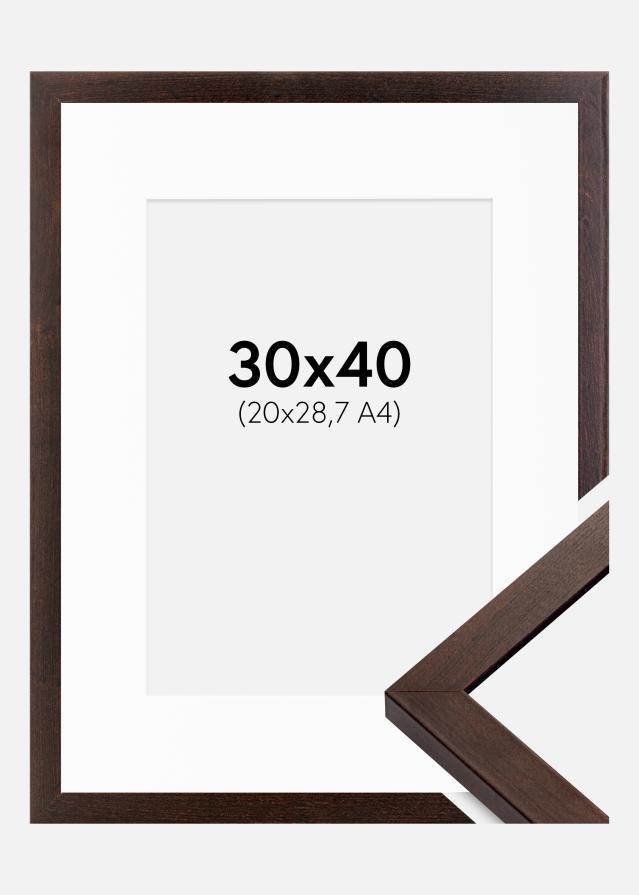 Ram med passepartou Fotolijst Selection Walnoot 30x40 cm - Passe-partout Wit 21x29,7 cm (A4)