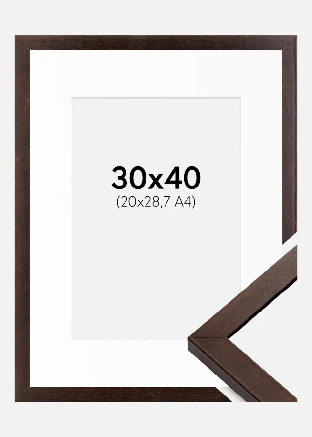 Ram med passepartou Fotolijst Selection Walnoot 30x40 cm - Passe-partout Wit 21x29,7 cm (A4)