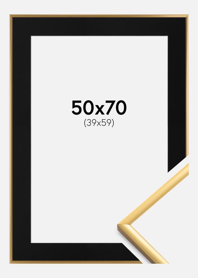 Ram med passepartou Fotolijst New Lifestyle Shiny Gold 50x70 cm - Passe-partout Zwart 40x60 cm