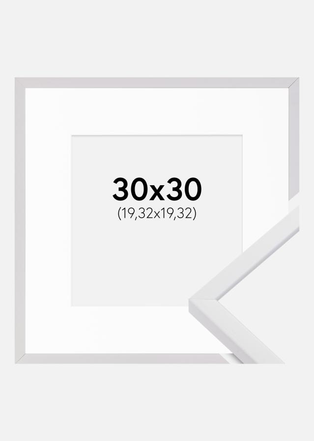 Ram med passepartou Fotolijst E-Line Wit 30x30 cm - Passe-partout Wit 8x8 inches