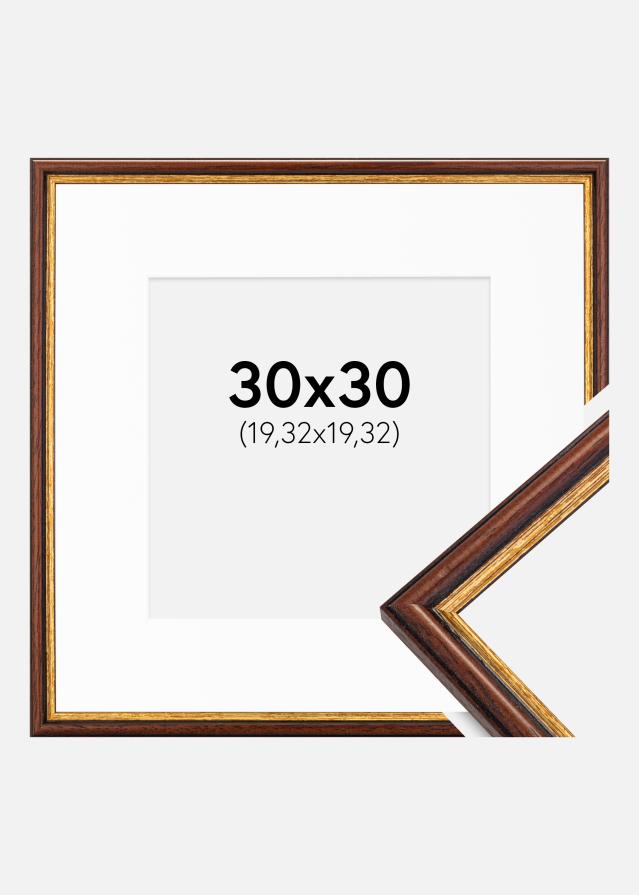 Ram med passepartou Fotolijst Horndal Bruin 30x30 cm - Passe-partout Wit 8x8 inches