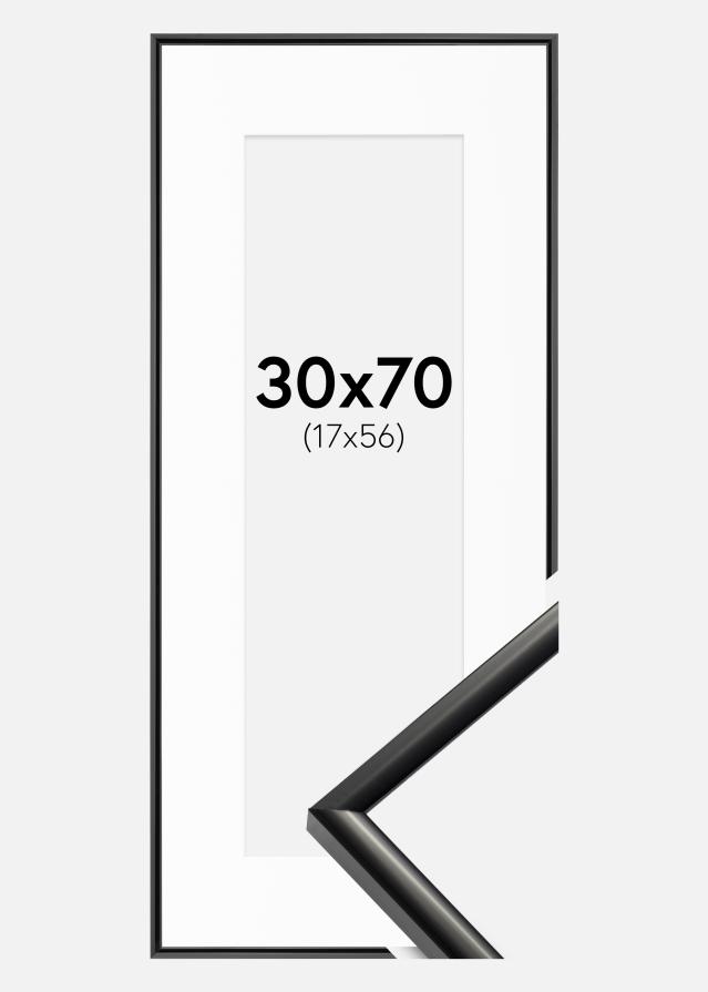 Ram med passepartou Fotolijst New Lifestyle Zwart 30x70 cm - Passe-partout Wit 18x57 cm