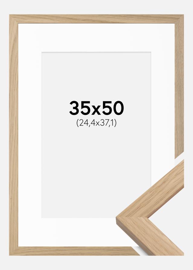 Ram med passepartou Fotolijst Oak Wood 35x50 cm - Passe-partout Wit 10x15 inches