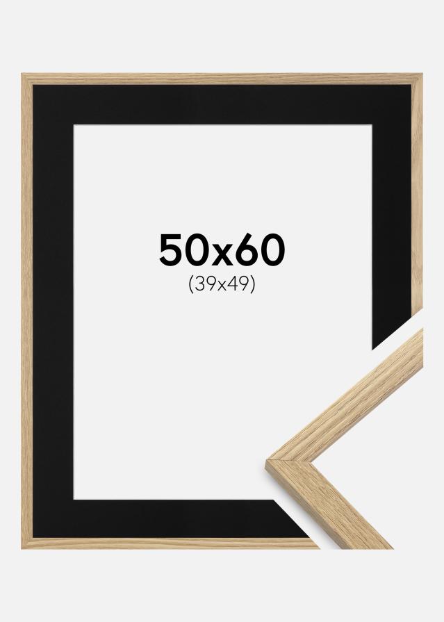 Ram med passepartou Fotolijst Trendy Eiken 50x60 cm - Passe-partout Zwart 40x50 cm