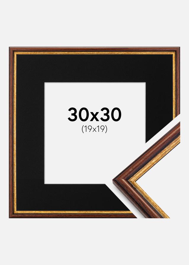 Ram med passepartou Fotolijst Horndal Bruin 30x30 cm - Passe-partout Zwart 20x20 cm