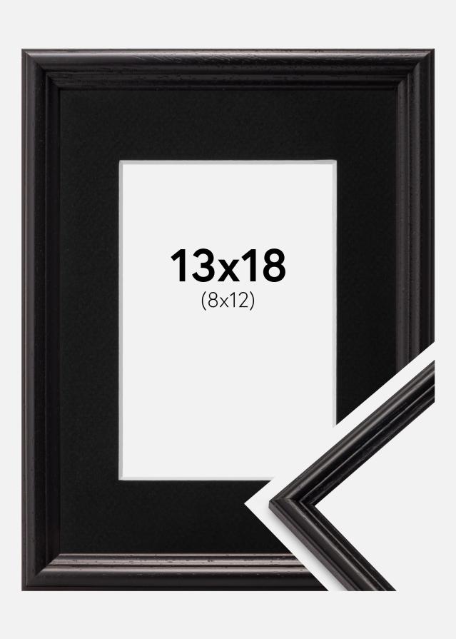 Ram med passepartou Fotolijst Horndal Zwart 13x18 cm - Passe-partout Zwart 9x13 cm