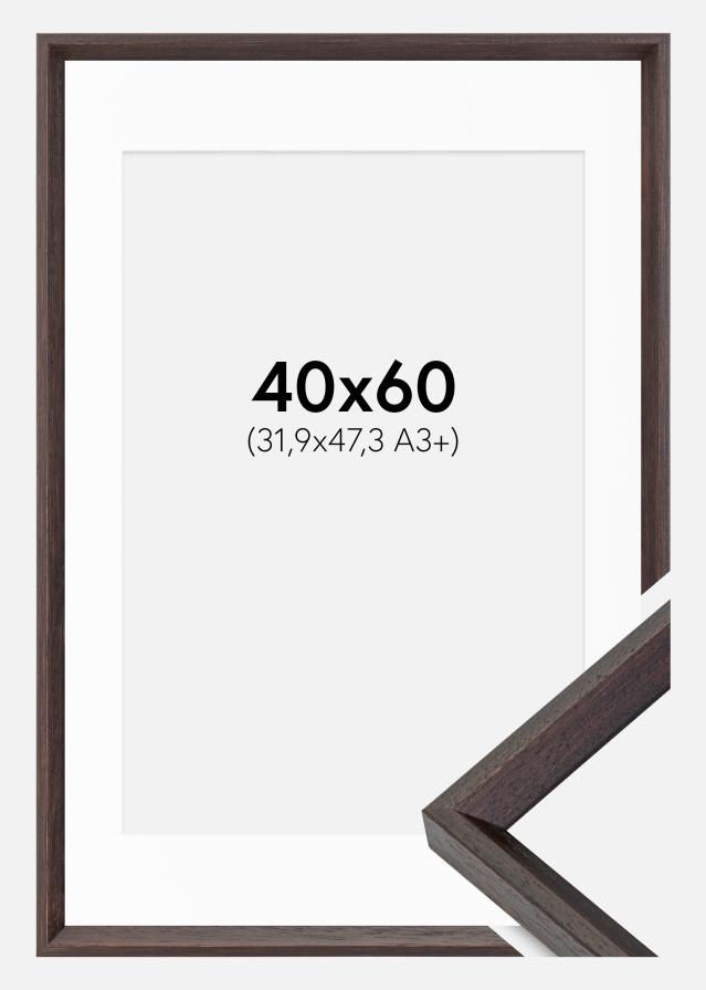 Ram med passepartou Fotolijst Globe Espresso 40x60 cm - Passe-partout Wit 32,9x48,3 cm (A3+)