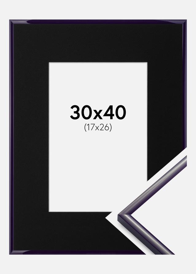 Ram med passepartou Fotolijst New Lifestyle Donkerpaars 30x40 cm - Passe-partout Zwart 18x27 cm