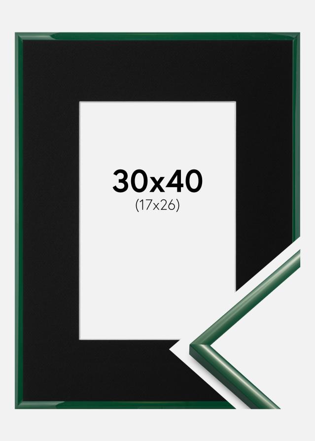 Ram med passepartou Fotolijst New Lifestyle Moss Green 30x40 cm - Passe-partout Zwart 18x27 cm