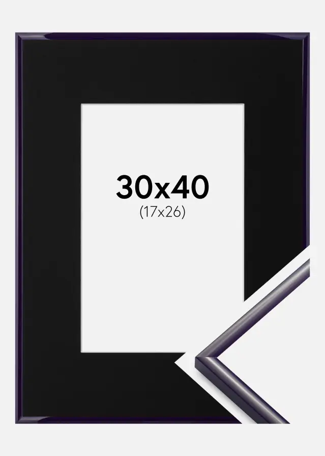 Ram med passepartou Fotolijst New Lifestyle Donkerpaars 30x40 cm - Passe-partout Zwart 18x27 cm