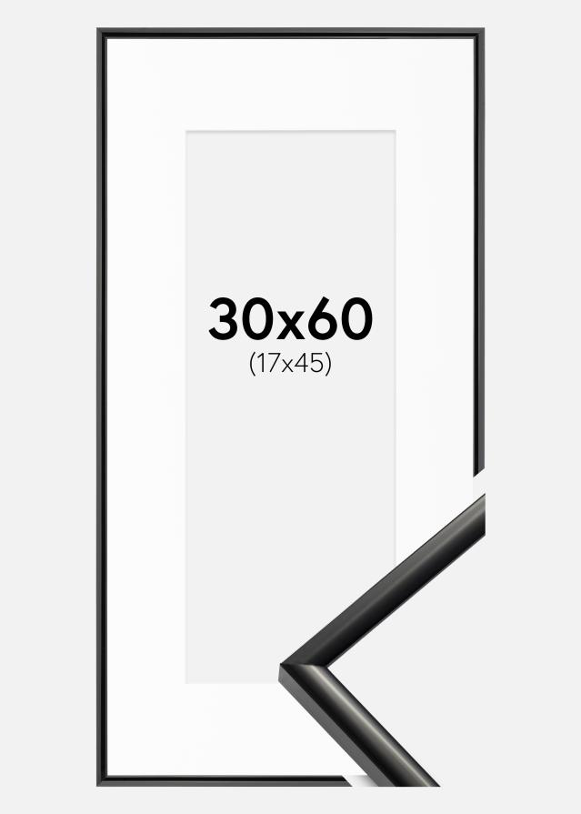 Ram med passepartou Fotolijst New Lifestyle Zwart 30x60 cm - Passe-partout Wit 18x46 cm