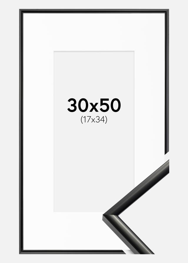 Ram med passepartou Fotolijst New Lifestyle Zwart 30x50 cm - Passe-partout Wit 18x35 cm