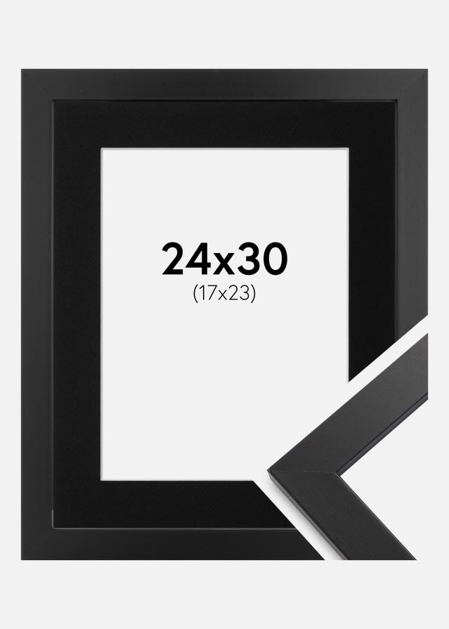 Ram med passepartou Fotolijst Black Wood 24x30 cm - Passe-partout Zwart 18x24 cm